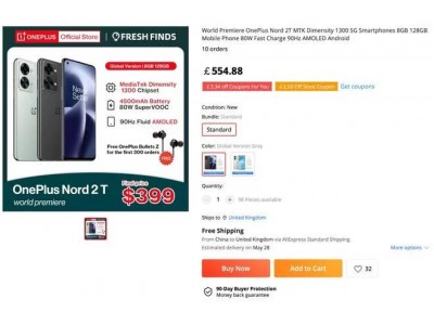 Дизайн и характеристики OnePlus Nord 2T полностью просочились благодаря онлайн-продавцу