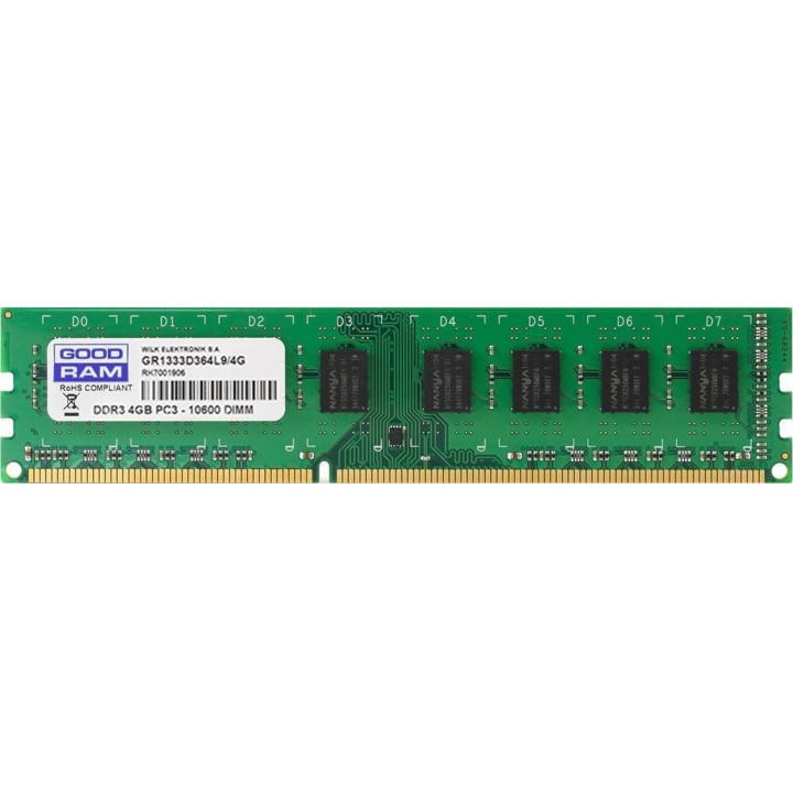 Оперативная память Goodram DDR3-1333 4096MB PC3-10600 (GR1333D364L9S/4G)